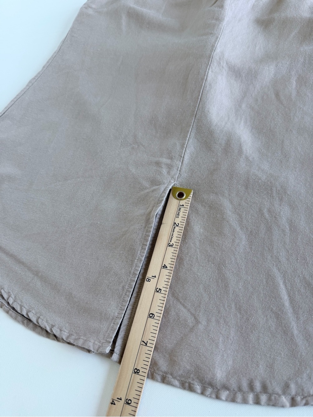Valerie Stevens Linen Rayon Sleeveless Button Front Blouse Taupe Brass L - Picture 9 of 9